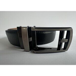 COMFORT CLICK Adjustable Black Leather Belt Mens Size 28 - 34 in Business Work